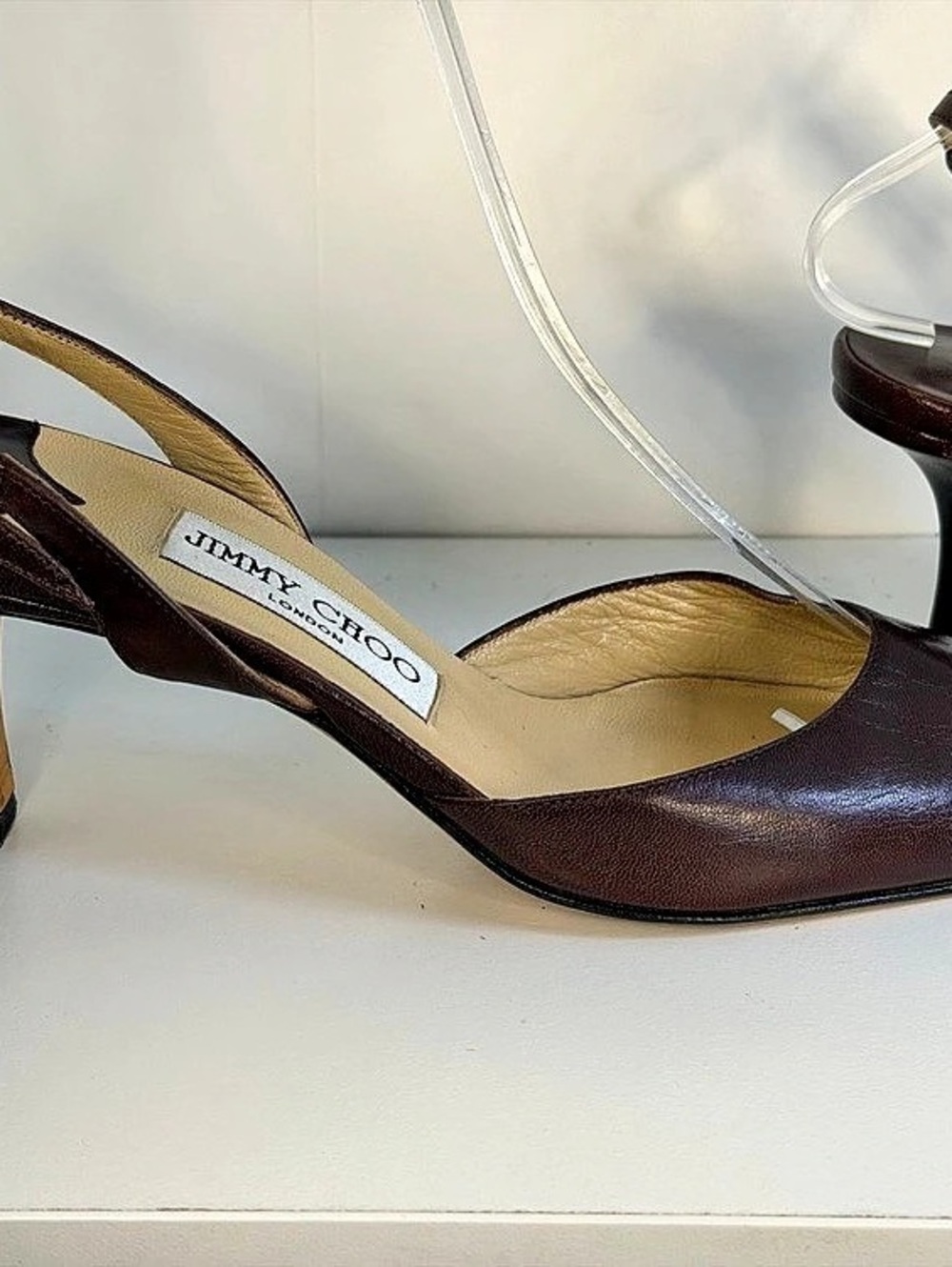 Jimmy Choo Pointed-Toe Slingback Heels in Brown EU 38